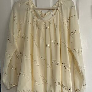 NY Collection Cream Sequin Blouse